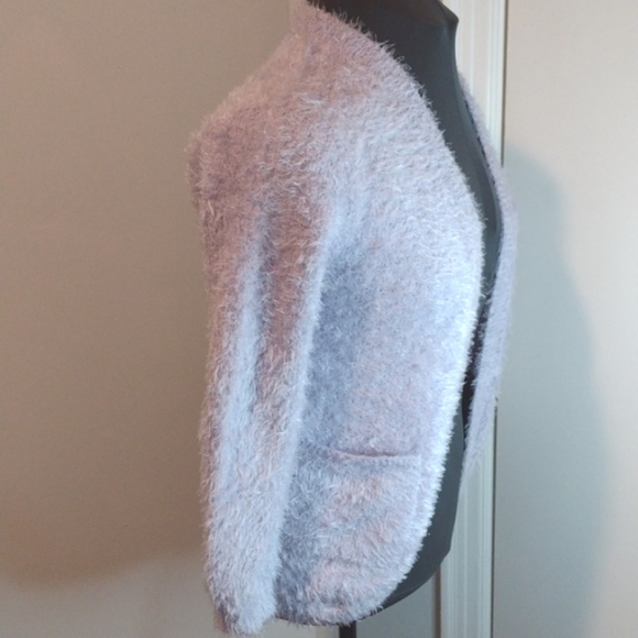 Design History Girls Teea Feather Yarn Cardigan Large NWT Light Purple - Picture 2 of 7